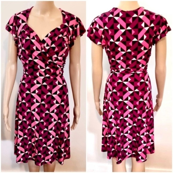 NWT Leota pink sweetheart wrap midi dress Medium M - Picture 1 of 8